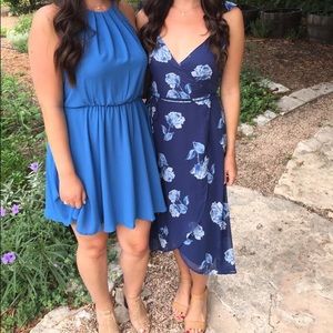 Lulu’s blue floral high-low wrap dress